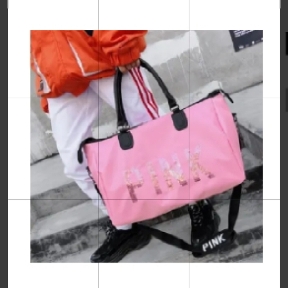 Pink Sequin Tote Bag with Black Handles | New